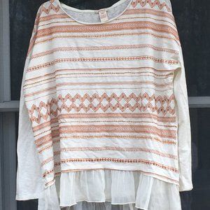 Sundance long sleeve shirt Ivory with embroidery sequin size L